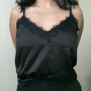 Black silky tank top Victorias Secret look alike top size L